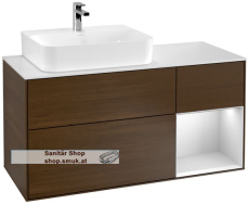 V&B Waschtischunterschrank 1 x Acccessory Paket Finion, 3 Ausz�ge mit Antirutsch-Matte, mit LED-Beleuchtung, Waschtisch links, wandh�ngend, mit Regalelement (F151MTGN)