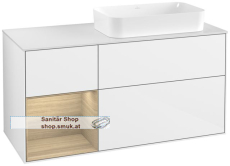 V&B Waschbeckenunterschrank 1x Accessory Paket Finion, 3x Auszug mit Antirutsch-Boden, mit LED-Beleuchtung, Waschbecken rechts, wandh�ngend, mit Regalelement (beleuchtet), ohne Hahnlochbohrung, Eckig (F681PCGF)