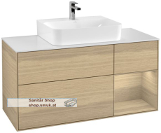 V&B Waschbeckenunterschrank 1x Accessory Paket Finion, 3x Auszug mit Antirutsch-Boden, mit LED-Beleuchtung, Waschbecken mittig, wandh�ngend, mit Regalelement (beleuchtet), mit Wandbeleuchtung, Eckig (G171PCPC)