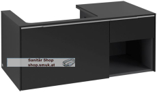 V&B Waschbeckenunterschrank 2x Auszug mit Antirutsch-Boden, 2 x Accessory Schale (klein), 1 x Regalelement rechts, Waschbecken links, wandh�ngend, mit Regalelement, Eckig (C57200VL)