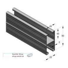 Montageschiene C-Profil doppelt V2A, (MEF80007001) Montageschiene C-Profil doppelt V2A, (MEF80007001)