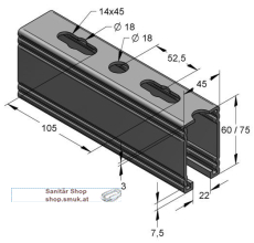 Montageschiene C-Profil, 45 / 60 / 3 mm (MEF810762)