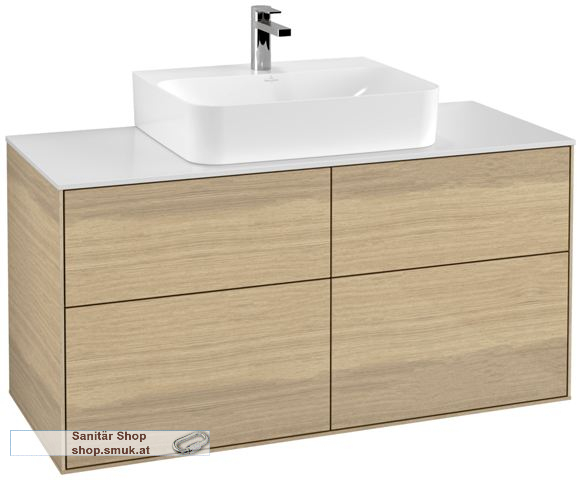 V&B Waschbeckenunterschrank 2x Accessory Paket Finion, 4x Auszug mit Antirutsch-Boden, mit LED-Beleuchtung, Waschbecken mittig, wandh�ngend, mit Wandbeleuchtung, Eckig (G13100PC)