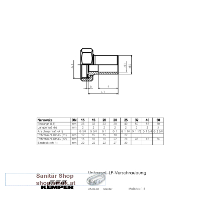 KEMPER LPS-Verschraubung aus Rotguss (28103520)