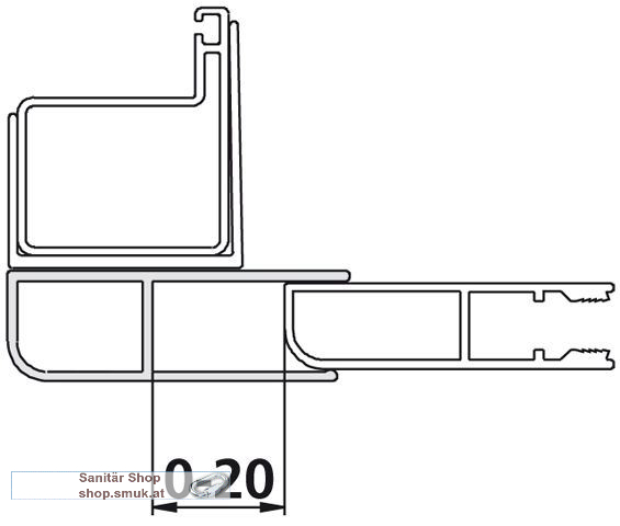 Kermi Ibiza Kombi-Prof.silber 1850mm Schwingt�r-Seitenwand (KERKPKKWI2)