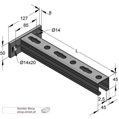 Konsole C-Profil 45/45 SP, L= 210 mm (MEF9992218)