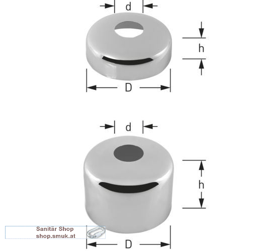 Rosette 20 mm hoch 3/8' verchr. (R1020)