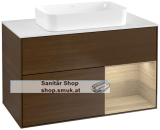 V&B Waschbeckenunterschrank 1x Accessory Paket Finion, 2x Auszug mit Antirutsch-Boden, mit LED-Beleuchtung, Waschbecken mittig, wandh�ngend, mit Regalelement (beleuchtet), mit Wandbeleuchtung, ohne Hahnlochbohrung, Eckig (G661PCGN)