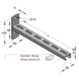 Konsole C-Profil 35/21 V4A, L= 315 mm (MEF583021) Konsole C-Profil 35/21 V4A, L= 315 mm (MEF583021)
